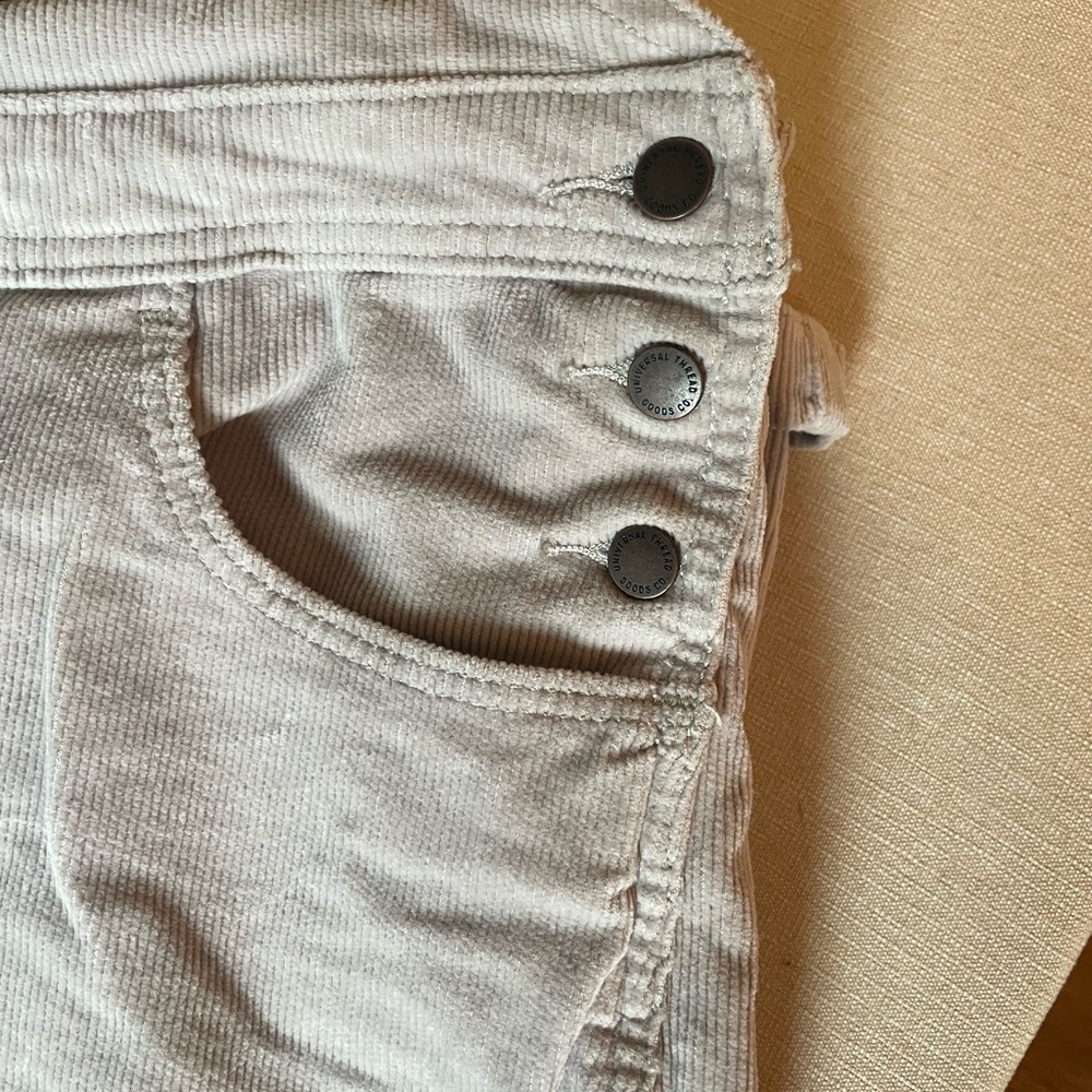 Women's Light grey corduroy Overalls - Classic Casual - Picture 4 of 5